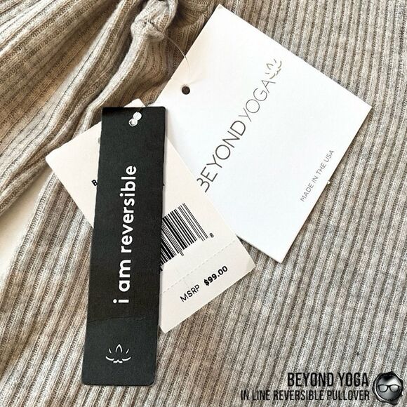 BEYOND YOGA IN LINE REVERSIBLE RIBBED SWEATER OATMEAL HEATER CRISSCROSS STRAPS - Picture 9 of 12